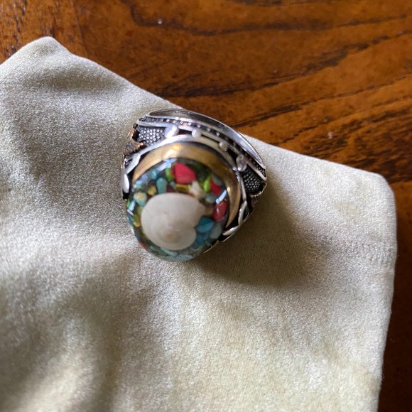 Brand New 925 Sterling Sliver Unique Men's Ring with Genuine Stones - Picture 2 of 11